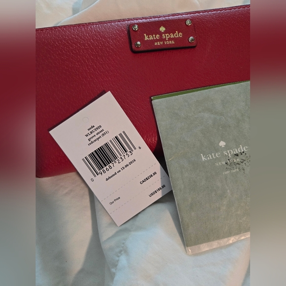 Kate Spade New York Red Leather Zip-Around Wallet - Picture 3 of 10